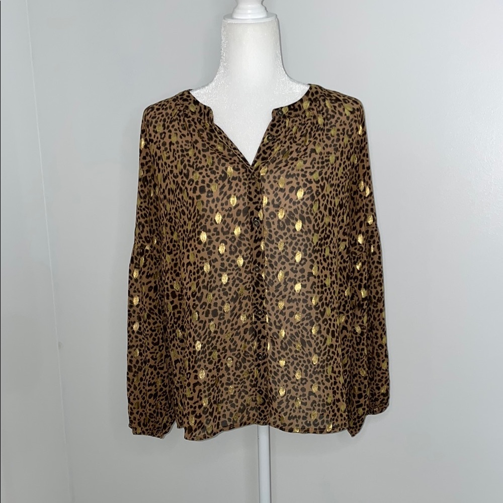 Mystree Brown Long Sleeve Buttoned Blouse